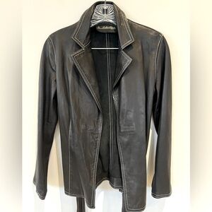 Valentina Leather Blazer Jacket made in Italy. Women’s Size 38/small brown/black